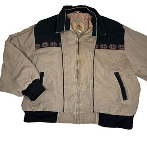 Vintage western 90s Men's Tan Black Jacket southwest coat retro punchy duck